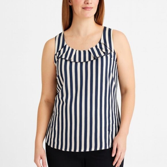 Thomas Pink Tops - Thomas Pink Womens Silk Top Navy Blue Vertical Stripe Sleeveless Blouse Size 4